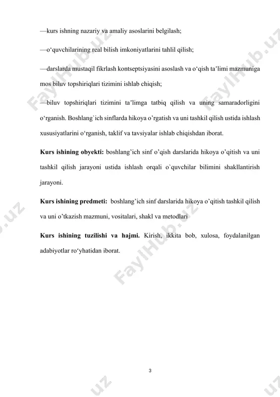 ida insonning, avvalo, o’zligini, qolaversa olamni anglashga bo’lgan intilishlariga turtki beriladi. shu maqsadda „o’qish kitobi" darsliklariga ona tabiat, atrofimizni o’rab turgan olam, vatanimiz tarixi va bugungi qiyofasi, kattalar va bolalar hayoti, mehnatsevarlik, istiqlol va milliy-ma’naviy qadriyatlar, xalqlar do’stligi va tinclilik kabi turli mavzular bo’yicha atroflicha tushunchalar berishga mo’ljallangan badiiy, axloqiyta’limiy, ilmiy ommabop asarlar kiritiladi. o’qish darslari savod o’rgatish davrida o’quvchilarni bo’g’in, so’z va gaplar bilan tanishtirish va ularni o’qish, rasmlar asosida hikoya qilish tarzida uyushtirilsa, o’qish texnikasi egallangandan so’ng o’qish muayyan mavzular bo’yicha tanlangan badiiy, ilmiy-ommabop matnlar yuzasidan olib boriladi. boshlang’ich sinf „o’qish kitobi" darsliklariga kiritilgan muayyan mavzular o’quvchilarni badiiy adabiyotning sehrli olamiga olib kirishi, dunyoqarashlarini milliy istiqlol mafkurasi asosida to’g’ri shakllantirishga qaratilishi bilan belgilanadi. shunga ko’ra, o’qish darslarining yetakchi xususiyati o’quvchilarning savodxonligini ta’minlash bilan birga, o’quvchilarni milliy mafkura asosida yuksak axloqiy qadriyatlar ruhida tarbiyalashga qaratiladi. boshlang’ich sinflarning o’qish darslarida o’rganiladigan asarlarning mavzu doirasi ancha keng bo’lib, ular ona tabiat, …
