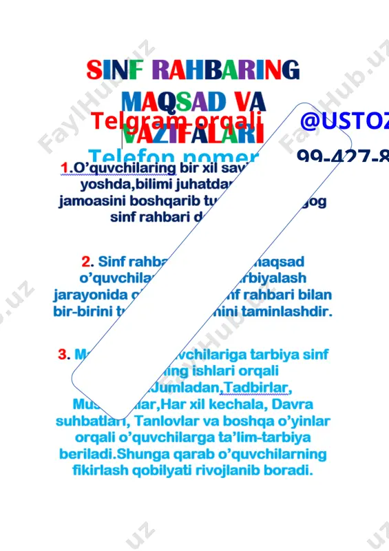 sinf rahbarlik daftari 2023-2024 o‘quv yili hujjatlar jamlanmasi - Page 3