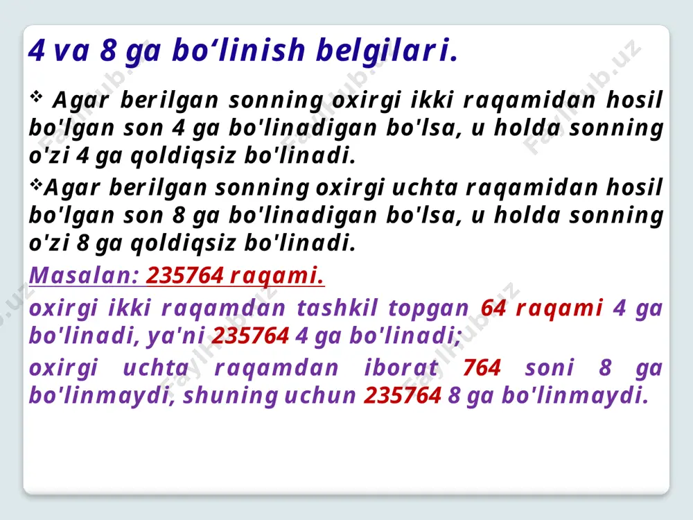 bo'linish alomatlari slayd - Page 5
