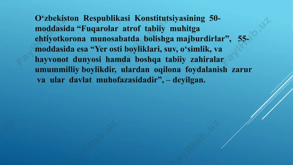 a amal qilish tavsiya etiladi: faktlarga asoslangan materiallarga koʻmib yubormaslik mashgʻulotlarni maʼruza shaklida oʻtmaslik, pedagog obyektni koʻrsatib, u haqida gapiradi, bolalar esa uning monologini jim tinglaydilar eng muhim talab – taxtachalar va yoʻl koʻrsatkichlari manzara bilan hamohang tushishi lozim. shuning uchun mahalliy tabiiy materiallardan foydalanilsa, maqsadga muvofiq boʻladi. ekologik soʻqmoqni jihozlashning eng oddiy koʻrinishi quyidagicha. soʻqmoq boshi va oxiriga nomlar yozilgan maʼlumotlar taxtasi, yoʻnalish va qoidalar haqidagi kichik axborotlardan iborat chizma-xaritalar oʻrnatiladi. yoʻnalishning barcha asosiy joyiga obyekt raqamlari va nomlari yozilgan kichik taxtachalar yoki yoʻl koʻrsatuvchi ustunchalar joylashtiriladi.yoʻnalishlar bezatilayotgan paytda ekologik soʻqmoq pasporti va ekskursiya qilinadigan obyektlar tavsifi tuziladi. soʻqmoq obyektlari anchayin xilma-xil boʻlishi kerak. soʻqmoqdagi hamma narsaning mukammal boʻlishiga intilish: kuzda toʻkilgan barglarni butkul tozalash, yovvoyi oʻtlarni yulib tashlash tavsiya etilmaydi. unutmang, ekologik soʻqmoq – gulzor emas! muhimi, unda imkon qadar koʻproq tabiat obyektlari mavjudligi, muhit xilma-xilligi esa tabiatning oʻzidagi kabi boʻlmogʻi darkor. quyida mtt sharoitida ekologik soʻqmoq yaratish …