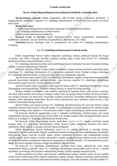 baxtsiz hodisalar va n-1 dalolatnomalar — DOC
