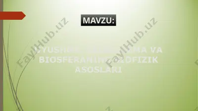 uyushma, ekosistema va biosferaning biofizik asoslari — PPTX
