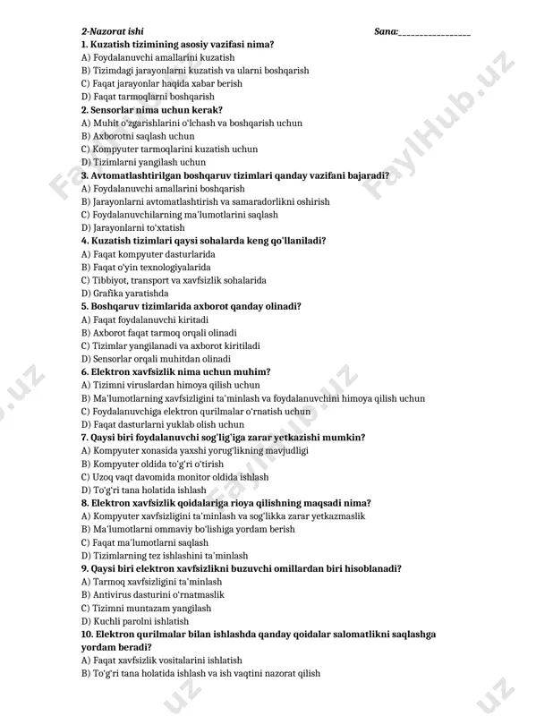 foydalanuvchilarning teng imkoniyatlarga ega bo'lishi b) texnologiyalarga ega bo‘lish va ulardan foydalanish imkoniyatlarining turli davlatlar va jamiyatlar o‘rtasidagi farqi c) faqat kompyuter texnologiyalarining yetishmasligi d) texnik vositalarning buzilishi 12. qaysi faktor raqamli tengsizlikka ta’sir qiluvchi omil hisoblanadi? a) internet va kompyuterga kirish imkoniyati yo‘qligi b) texnologiyalarning barcha joyda mavjudligi c) faqat zamonaviy texnologiyalardan foydalanish d) kompyuter malakasining oshishi 13. raqamli tengsizlikni kamaytirish uchun nima qilish kerak? a) har bir kishini texnologiyalar bilan ta'minlash va ularni foydalanishni o‘rgatish b) faqat rivojlangan davlatlarda texnologiyalarni yaxshilash c) texnologiyalardan faqat davlat korxonalarida foydalanish d) texnologiyalarni to‘xtatish 14. raqamli tengsizlikning qanday salbiy oqibatlari bo‘lishi mumkin? a) foydalanuvchilarning texnologiyalarni keng o‘rganishi b) texnologik jihatdan taraqqiy etmagan jamiyatlar rivojlanishining sekinlashishi c) tizimlarning kuchayishi d) internet tezligining oshishi 15. qaysi biri raqamli tengsizlikni hal etishga yordam beradi? a) faqat texnologiyalarni rivojlantirish b) texnologiyalardan foydalanishni to'xtatish c) foydalanuvchilarning texnologiyalarni o‘rganmasligi d) jamiyatlarda texnologiyalarga teng kirish imkoniyatini ta'minlash savol 1 …