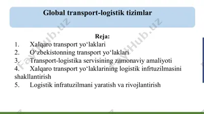 xalqaro transport yo‘laklari — PPTX