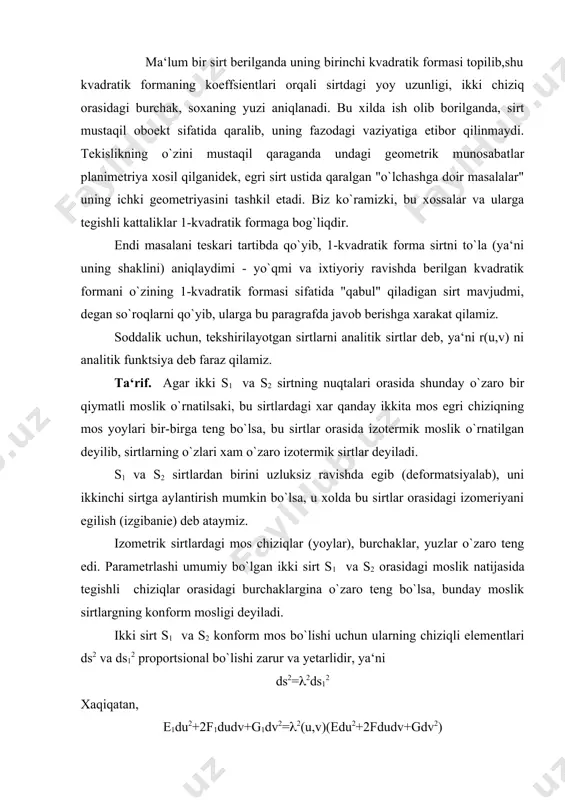 sirt ustidagi soxaning yuzi. izometrik va konform moslik - Page 4