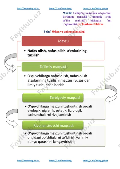 odamlarda nafas olish tuzilishi — PDF