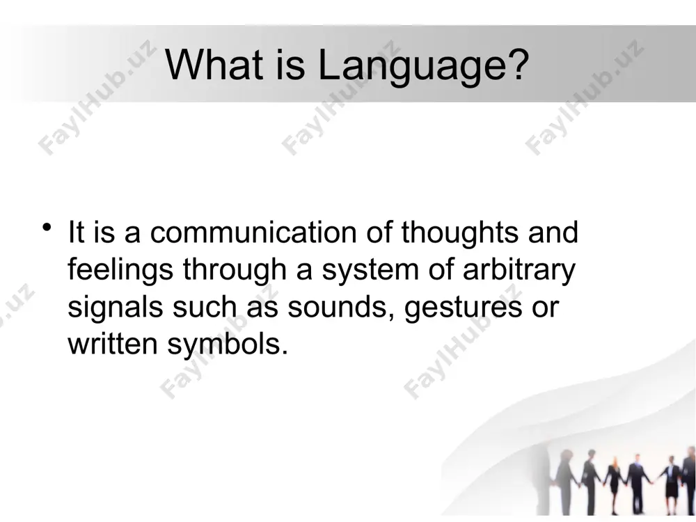 tem of spoken or written symbols (sounds and words) which people, who belong to a social group and participate in a culture, communicate. language makes use of clearly distinguishable and identifiable symbols (sounds and words). one can clearly distinguish between /s/, /i/ and /t/ in the word ‘sit’. when a speaker wishes to communicate, he or she must use the language system that is understood by the listener (mukherjee, 2016). b) language is human. language is a purely human method of communicating ideas, emotions, and desires by means of a system of voluntarily produced symbols (sapir,1921). c) language is a form of social behavior. ‘language is the institution whereby humans communicate and interact with each other by means of habitually used oral-auditory arbitrary symbols’ (hall, 1968). language must be acquired and learned, it does not pass from parent to a child genetically. learning of language is made possible in society. …