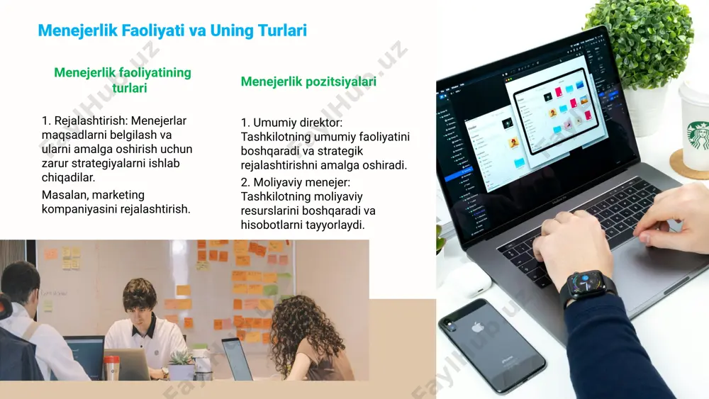 sqichda, tashkilotning asosiy maqsadlari va vazifalari aniqlanadi. mazkur maqsadlar aniq, o'lchovli va vaqtga bog'liq bo'lishi kerak. maqsadlarni aniqlash, keyingi strategiyalarni ishlab chiqish uchun asos bo'ladi. tashkil etish jarayoni tashkil etish jarayoni - bu maqsadlarga erishish uchun resurslarni yanada samarali taqsimlashni o'z ichiga oladi. bu jarayon rejalashtirish, tashkil etish va nazoratni o'z ichiga oladi. boshqaruv usullari boshqaruv usullari - bu xodimlarni boshqarish va ularning ish faoliyatini nazorat qilish uchun qo'llaniladigan strategiyalar to'plamidir. ular samaradorlikni oshirishga yordam beradi. menejerning roli va vazifalari menejerning asosiy roli jamoani birlashtirish, maqsadlar belgilash va resurslarni boshqarishdir. ular xodimlarning rivojlanishini qo'llab-quvvatlaydilar. boshqaruv texnikalarini taqqoslash boshqaruv texnikalari o'rtasidagi farqlarni tushunish, turli vaziyatlarda qaysi usulni qo'llashni belgilashda muhimdir. har bir usulning afzalliklari va kamchiliklari mavjud. tashkil etish va boshqarish tashkil etish va boshqarish jarayonlari, boshqaruv usullari, menejerlarning vazifalari va boshqaruv texnikalarini taqqoslash, samarali boshqaruv uchun muhim ahamiyatga ega. nazorat qilish jarayonining ahamiyati va mexanizmlari nazorat qilish jarayoni tashkilotlar uchun …
