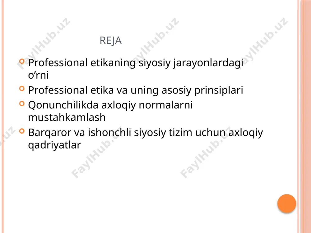 oki umuman jamiyatning manfaatlarini ta'minlaydi, odamlar xatti-harakatlariga maqsadli ta'sir ko'rsatadi. barqaror va ishonchli siyosiy tizim uchun axloqiy qadriyatlar image2.png image3.png image4.png image5.png image6.png /docprops/thumbnail.jpeg