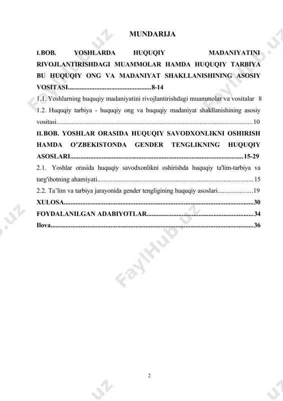 okratik davlat” degan iborani aytadigan bo’lsak, albatta, “huquqiy” degan so’zni ham qo’shib ishlatamiz. bugungi kunda xalqimizning siyosiy ongi oshishi bilan “huquq” degan so’z va unga bog’liq bo’lgan “huquqiy davlat”, “huquqiy ong”, “huquqiy madaniyat”, “inson huquqlari madaniyati” kabi istiqlol davri uchun yangilik bo’lgan muhim tushunchalar o’zida ifoda qiladigan maqsadni teran anglash, bu tushunchalarning mohiyatiga yanada chuqur yetib borish tobora muhim ahamiyat kasb etmoqda. ma’lumki, huquq – davlat irodasini ifodalaydigan va uni kuch bilan himoya qiladigan umumiy majburiy normalar majmui (tizimi). huquq avvalo fe’l- atvor normalari yoki qoidalari majmuasi, aniqroq qilib aytganda tuzilmasidir. shu ma’noda, huquq erkinlik me’yorini belgilab yoki chegaralab, majburiyat yuklab va aniqlab, kishilar faoliyatini ijobiy yo’naltirish uchun ularning fe’l-atvoriga faol ta’sir ko’rsatadi. 1 karimov i.a. vatan sajdagoh kabi muqaddasdir. t. 3. – t.: “o'zbekiston”, 1996.- 135-bet. davlatimiz rahbari mamlakatimizning kelgusi rivojlanish yo‘nalishlari qatorida yosh avlod vakillari hamda xotin-qizlar, gender tenglik masalalariga alohida to‘xtalib o‘tdi. keyingi yillarda o‘zbekiston yoshlarini strategik …