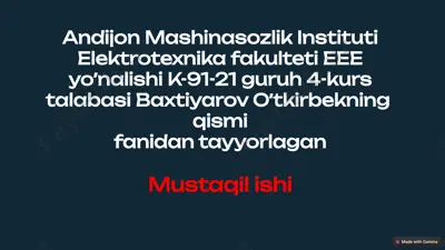 lift elektr yuritmasi haqida tahlil — PPTX