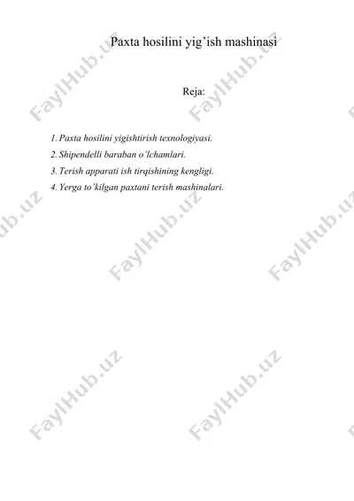 paxta hosilini yig’ish mashinasi — DOC