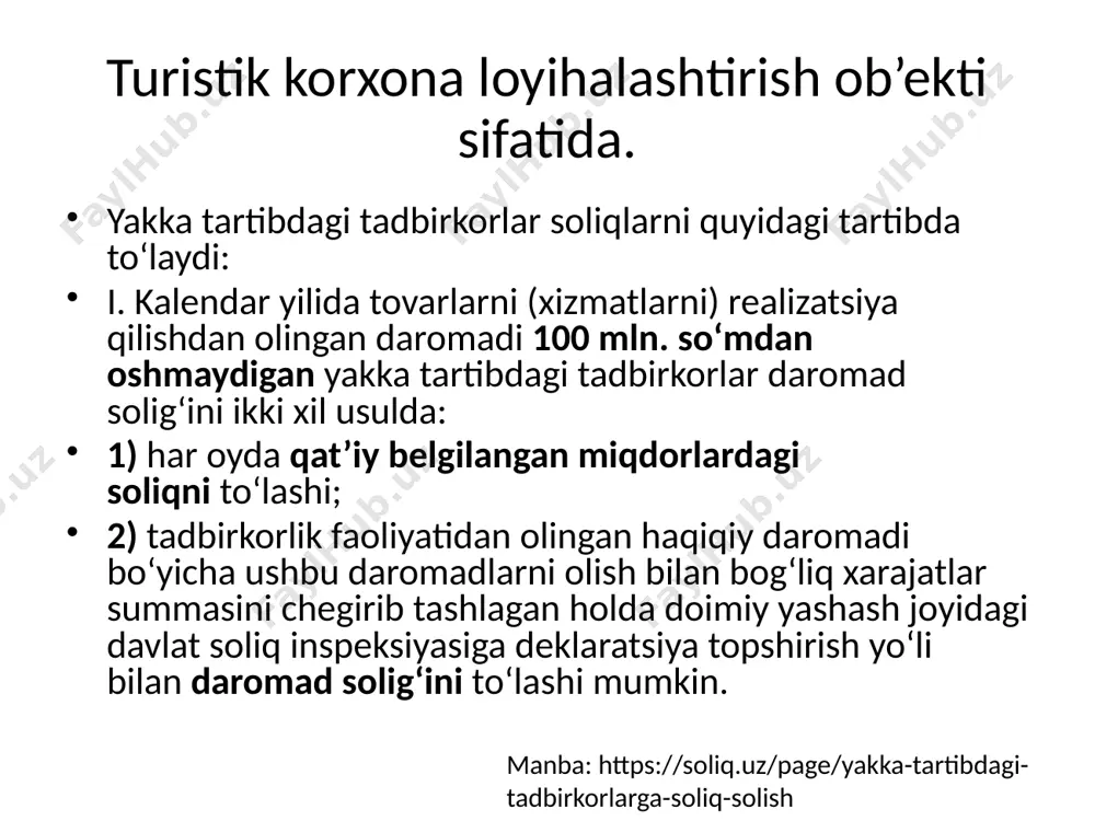 icha turoperator va turagent faoliyatini amalga oshirish uchun qo‘yilgan quyidagi litsenziya talablari: turoperatorlarning fuqarolik javobgarligini sug‘urtalashni tasdiqlovchi sug‘urta polisining mavjudligi 2021-yil 1-avgustdan; 15 ming aqsh dollari ekvivalenti miqdoridagi mablag‘larni o‘zbekiston respublikasi turizmni rivojlantirish davlat qo‘mitasi huzurida xavfsiz turizm jamg‘armasiga zaxira qilib qo‘yish 2024-yil 1-avgustdan kuchga kiradi. turoperatorlar faoliyatini amalga oshirish uchun litsenziyalash talablari va shartlari quyidagilardan iborat: a) turizm to‘g‘risidagi qonun hujjatlariga qat’iy rioya qilish; b) yuridik shaxs shtatida “turizm” yo‘nalishi bo‘yicha oliy yoki o‘rta maxsus, kasb-hunar ma’lumotiga ega bo‘lgan yoki malaka sertifikatiga ega bo‘lgan kamida bir nafar mutaxassisning bo‘lishi; v) yuridik shaxs xodimlari (gidlar (gid-tarjimonlar), ekskursiya yetakchilari va yo‘riqchi-yo‘l boshlovchilar) uch yilda kamida bir marta belgilangan tartibda malaka sertifikati olishi; d) “chiqish turizmi” yo‘nalishi bo‘yicha turizm faoliyatini amalga oshirish uchun litsenziya talabgorlariga 15 ming aqsh dollari ekvivalenti miqdoridagi mablag‘larni o‘zbekiston respublikasi turizmni rivojlantirish davlat qo‘mitasi huzuridagi xavfsiz turizm jamg‘armasiga zahira qilishi; e) turizm xizmatlarining muvofiqlik sertifikati bilan tasdiqlangan turistlar …