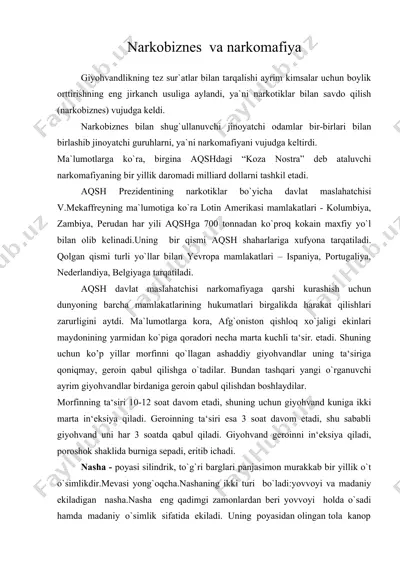 narkobiznes va narkomafiya — DOC