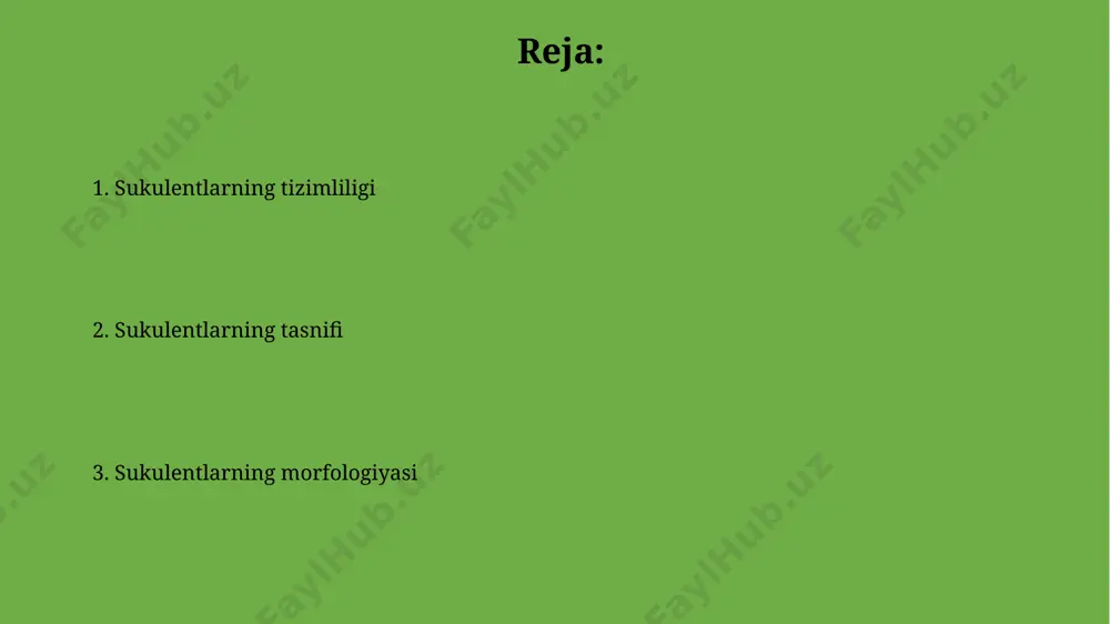ksika va aqshning janubi-g'arbiy qismida 1000 dan ortiq sukulent turlari mavjud bo'lib, ularning ko'pchiligi kaktuslar oilasiga mansub hisoblanadi. sukkulentlarning ko'payishi sukkulentlarni so'qmoqlar yordamida ko'paytirishda, 5-7 sm uzunlikdagi so'qmoqlarni olib, 2-3 kun quritib, so'ngra nam qum yoki vermikulit aralashmasiga ekish tavsiya etiladi, ildiz otish jarayoni 2-4 hafta davom etadi. bargli sukkulentlarni ko'paytirish uchun, sog'lom barglarni ehtiyotkorlik bilan ajratib olib, quritib, so'ngra maxsus substratga yoki to'g'ridan-to'g'ri tuproqqa ekish mumkin. taxminan 2-3 hafta ichida yangi kurtaklar paydo bo'ladi. sukkulentlarning parvarishi sukkulentlarni 2-3 haftada bir marta, tuproq qurib qolganda sug'orish kerak, lekin haddan tashqari sug'orishdan saqlaning, chunki bu ildiz chirishiga olib kelishi mumkin. sukkulentlarni yorug'likka boy joyga, kuniga kamida 6 soat quyosh nuri tushadigan joyga qo'yish tavsiya etiladi, ayniqsa, kaktus turlariga. sukkulentlarning genetikasi cam fotosintezi bilan bogʻliq genlarning ifodalanishi sukulentlarda suv stress sharoitlariga moslashuvchanlikni ta'minlaydi, bu 30 dan ortiq genni o'z ichiga oladi. sukkulentlarning genom hajmi turga qarab 100 dan 1000 mb gacha oʻzgarib …