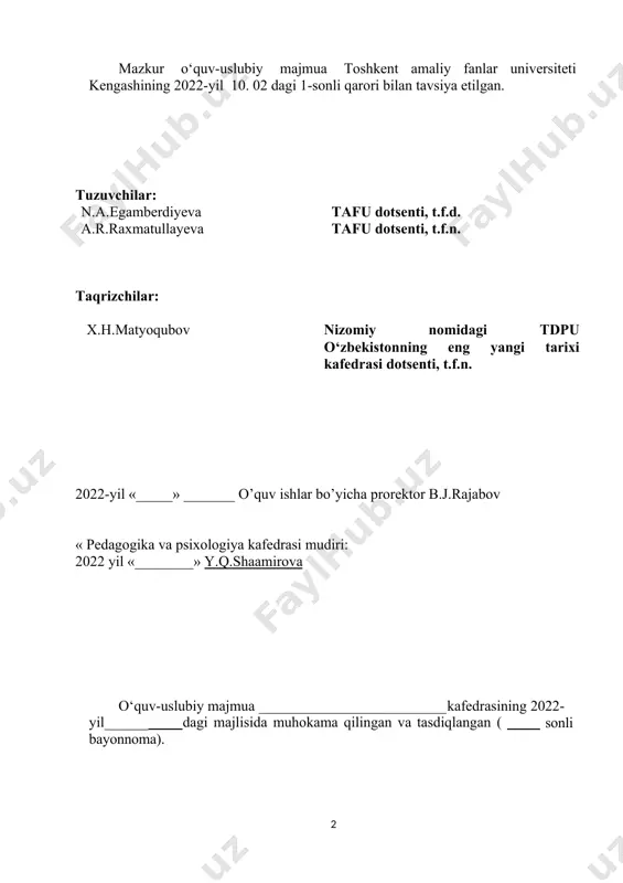 o`zbekistonning eng yangi tarixi fanining maqsadi va vazifalari. metodologiya, dialektika, marksizm, materializm. xronologiya, arxiv manbalar, tarixni davrlashtirish, komil inson. adabiyotlar 1. karimov i.a. tarixiy xotirisiz kelajak y o‘q. -t.: ―sharq, 1998. 2. karimov i.a. yuksak ma‘naviyat – yengilmas kuch. -t.: ―ma‘naviyat, 2008. 3. karimov i.a. o‘zbekiston mustaqillikka erishish ostonasida. -t.: ―o`zbekiston, 2011. 4. karimov i.a. mamlakatimizda demokratik islohotlarni yanada chuqurlashtirish va fuqarolik jamiyatini rivojlantirish konsensiyasi. 19-j. -t.: ―o`zbekiston. 2011. b-39 5. mirziyoyev sh.m. erkin va farovon, demokratik o`zbekiston davlatini birgalikda barpo etamiz. -t.: ―o`zbekiston, 2016. - 56 b. 6. mirziyoyev sh.m. buyuk kelajagimizni mard va olijanob xalqimiz bilan birga quramiz. -t.: ―o`zbekiston, 2017. 7. mirziyoyev sh.m. milliy taraqqiyot yo‗limizni qat‘iyat bilan davom ettirib, yangi bosqichga ko‗taramiz. asarlar 1-jild. -t.: ―o`zbekiston. 2018. 8. mirziyoyev sh.m. xalqimizning roziligi bizning faoliyatimizga berilgan eng oliy bahodir. asarlar 2-jild. -t.: ―o`zbekiston. 2018. 9. mirziyoyev sh.m. niyati ulug‘ xalqning ishi ham ulug‘, hayoti yorug‘ va kelajagi …