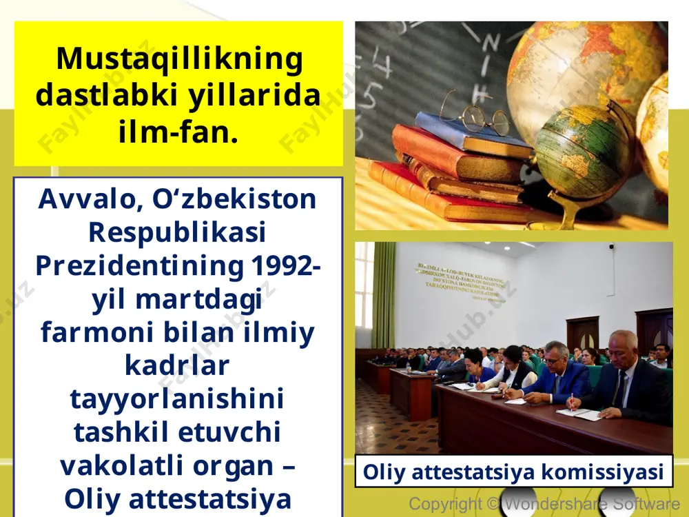 wondershare software ilm-fan va ta’lim integratsiyasi. o‘zbekiston fani va ta’limi integratsiyasini ta’minlash borasida ham qator ishlar amalga oshirilmoqda. bu jarayon 2012-yilga qadar fanlar akademiyasi tizimida ilmiy-o‘quv markazlari tashkil etilishi orqali amalga oshirildi. copyright © wondershare software 2012-yildan esa oliy ta’lim tizimida ilmiy sektor rivojini ta’minlash maqsadida fanlar akademiyasining 5 ta ilmiy tadqiqot instituti, 4 ta mintaqaviy ilmiy markazlari ilmiy bo‘linma tarzida qayta tashkil etildi. copyright © wondershare software fanlar akademiyasi tuzilmalarini qisqartirish hamda akademik fan va ta’lim integratsiyasini kuchaytirish maqsadida 2014-yilda 2 ta institut va 1 ta bo‘linma oliy ta’lim muassasalari qoshidagi ilmiy-tadqiqot markazlari sifatida tashkil etildi. copyright © wondershare software ilm-fandagi tub islohotlar. 2016–2017-yillar o‘zbekiston ilm-fanida tom ma’noda tub islohotlar davri bo‘ldi. o‘zbekiston respublikasi prezidenti shavkat mirziyoyev 2016-yil 30-dekabr kuni ilk bor mamlakatimizning yetakchi ilm-fan namoyandalari bilan uchrashdi. copyright © wondershare software fanlar akademiyasi haqiqiy a’zoligiga oxirgi saylovlar 1995-yilda o‘tkazilgan edi. o‘tgan yillar mobaynida akademiklarning soni ikki martadan ko‘proqqa …