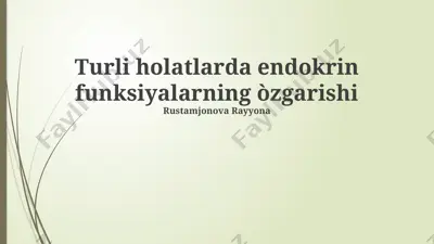 endokrin funksiyalarning òzgarishi — PPTX