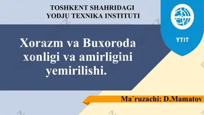 xorazm va buxoroda xonligi va amirligini yemirilishi. — PPT
