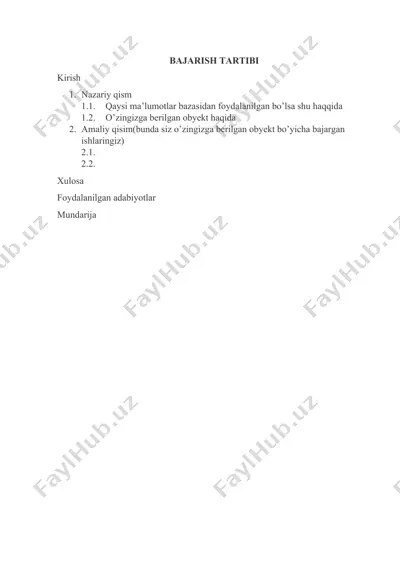 kurs ishini yozish va rasmiylashtirish — DOC