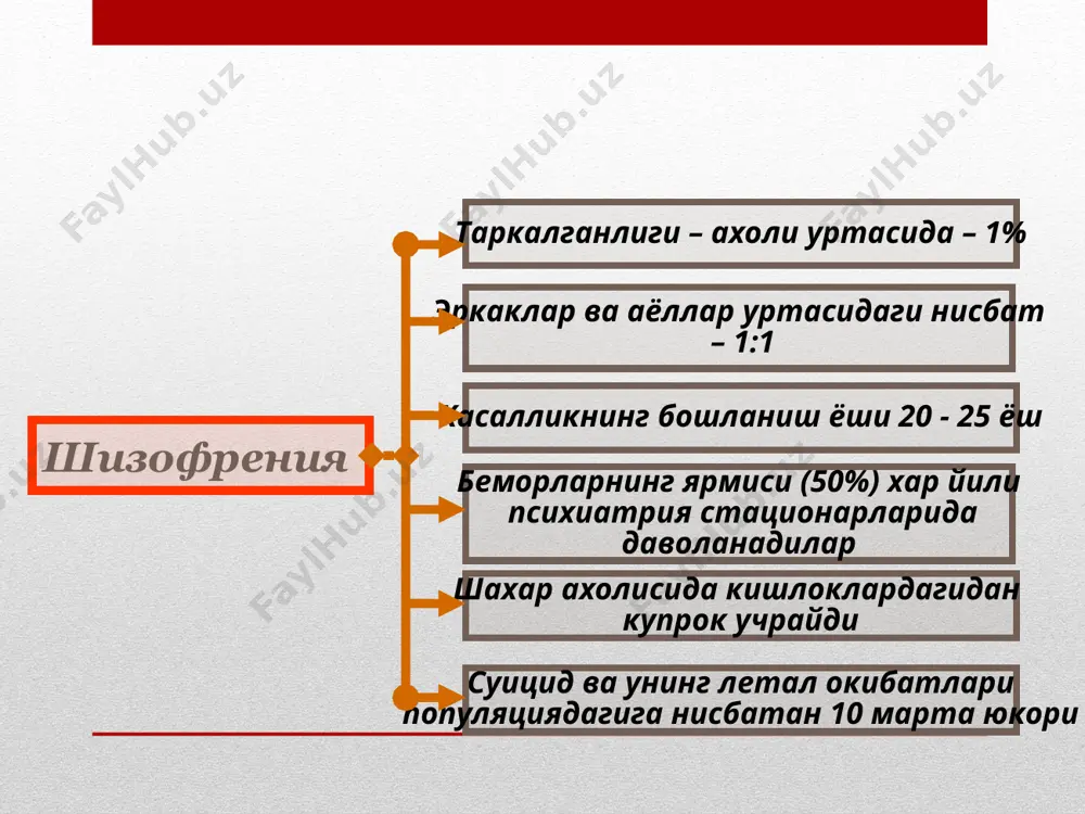 да мания симптомлари бир вақтда кузатилиши мумкин. «аралаш» ҳолатларнинг кўплаб вариантлари бўлиши мумкин биполяр аффектив бузилиш (маниака́л-депресси́в психо́з, мдп) касалликнинг эпизодлари ёки фазалари деб аталувчи ушбу ҳолатлар, кетма-кет ёки руҳий саломатликнинг «ёрқин» оралиқларидан (интермиссия, ёки интерфазалар) сўнг даврий равишда бир-бири билан алмашинади, руҳий функцияларнинг пасайиши умуман ёки деярли кузатилмайди, ҳаттоки фазалар кўп маротаба такрорланганда ва касалликнинг давомийлиги турлича бўлганда ҳам. интермиссия даврларида беморнинг руҳияти ва шахс хусусиятлари тўлиқ тикланади. биполяр аффектив бузилишларнинг таснифи маниакал-депрессив симптоматиканинг у ёки бу турининг (қутби) устунлик қилишига кўра: униполяр вариантлар (маниакал ёхуд депрессив), биполяр (гипо)маниакал ёки депрессив фазаларнинг устунлик қилиши билан, аниқ ифодаланган биполяр, фазаларнинг деярли тенглиги билан биполяр аффектив бузилишларнинг кечиш турлари униполяр: даврий мания — фақат маниакал фазалар навбатланади; даврий депрессия — фазалар фақат депрессиялардан иборат; биполяр аффектив бузилишларнинг кечиш турлари тўғри-такрорланувчи кечиш тури — «ёрқин» оралиқлар, интермиссиялар орқали, маниакал фаза депрессив фаза билан алмашинади, депрессив — маниакал фаза билан биполяр аффектив бузилишларнинг …