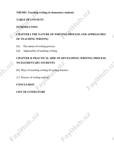 teaching writing to elementary students — DOCX