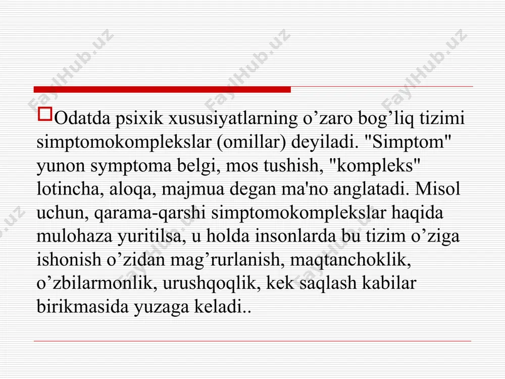 noqulay vaziyatlarda patologik buzilishlarga va shaxs xulq-atvorining o’zgarishlariga, psixopatiyaga olib borishi (xarakter shaxsning adekvat ijtimoiy adaptasiyaga to’sqinlik qiluvchi va amalda takrorlanmaydigan patologiyasi, garchi to’g’ri davolash sharoitlarida ba'zi tuzatishlarga berilsa ham) mumkin, lekin uni patologiyaga oid deb hisoblash noo’rindir. xarakterning aksentuatsiyasi (ortiqcha urg’u berilishi) turlarini tasniflash ancha murakkablik tug’diradi va har xil nomenklaturasi bo’yicha bir-biriga mos kelmaydi. (k.leongard, a.lichko). lekin aksentuatsiyalashgan xususiyatlarning tavsifi ma'lum darajada bir xil bo’lib qoladi. bu har ikkala tasnif sxemalaridan muvaffaqiyatli terminlarni olib va bunda psixiatrik terminologiya ("shizofreniya xususiyatlaqi", "epilepsiya" xususiyatlari va hokazo) bilan to’g’ridan- to’g’ri o’xshashlik bo’lishidan qochgan holda ortiqcha urg’u beriladigan xususiyatlar ro’yxatini keltirish imkoniyatini beradi. xarakterni ortiqcha urg’u berilgan holda baholash psixiatrning emas, balki pedagogning diqqatini jalb qilishini taqozo etadi, garchi aksentuatsiya muammosining o’rtacha qo’yilishi tarixi psixiatriya va psixonevrologiyaga borib taqalganda ham shunday hisoblanadi. nemis psixiatri k.leongard fikricha, 20-50% kishilarda ba'zi xarakter xususiyatlari shu darajada kuchliki, ba'zan bir xil tipdagi ziddiyat va hissiy portlashlarga …