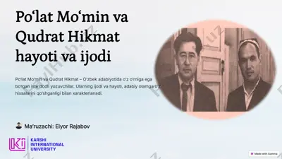 po‘lat mo‘min va qudrat hikmat hikmat hayotivaijodi — PPTX