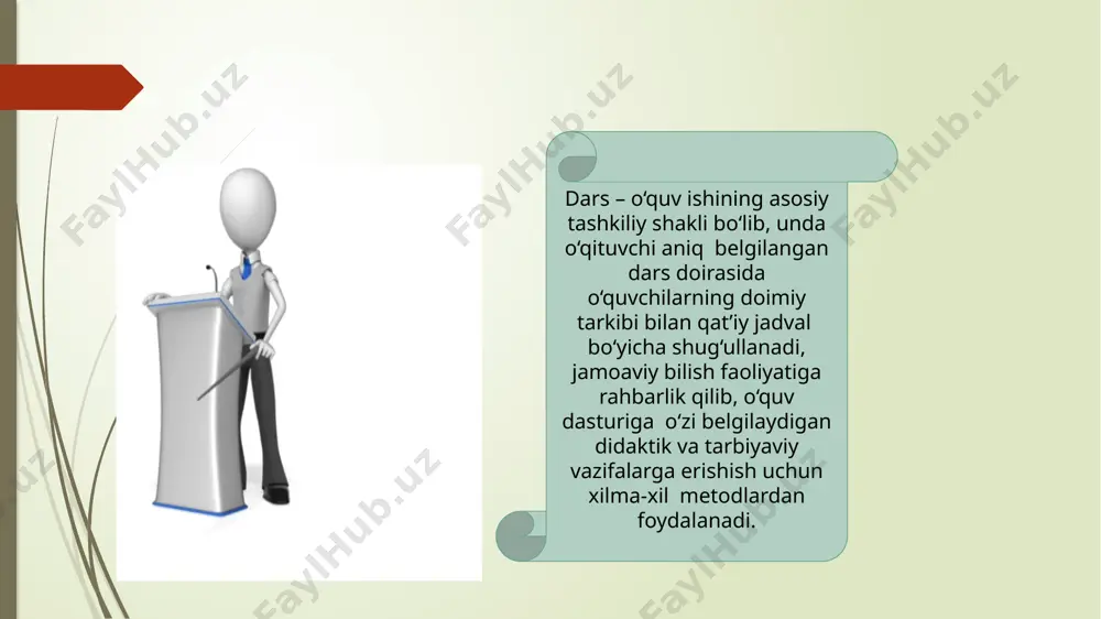 barligida o‘quvchilarning ilmiy bilimlarni o‘zlashtirishi va amalda qo‘llay bilishlariga, dunyoqarash va e’tiqod hosil qilishlariga, aqliy va jismoniy mehnat, ko‘nikma va malakalarini egallashlariga, bilish va ijodiy qobiliyatlari o‘sishiga yordam beradi. foydalanilgan adabiyotlar ro`yxati: 1. t.toshpo`latov, y. g`afforov “ tarix o`qitish metodikasi” toshkent “ iqbol”-2010 2. студеникин м. т. методика преподавания истории в школе. — м.: гуманитарный издательский центр «владос», 2004 год. 3. j. yo`ldoshev “ ta`lim yangilanish yo`lida “ toshkent,” o`qituvchi”- 2000 media1.mp4 image1.png image2.jpeg image3.jpeg image4.jpeg image5.jpg /docprops/thumbnail.jpeg