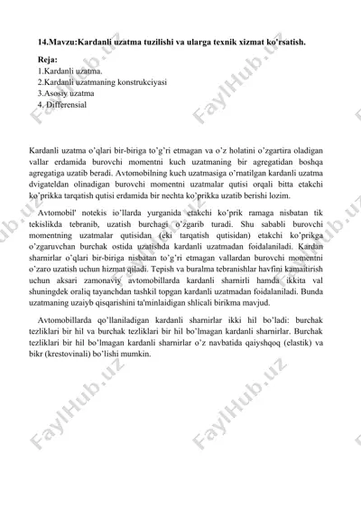 kardanli uzatmalar — DOCX
