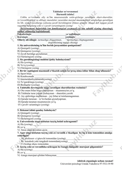 talabalar so'rovnomasi — DOCX