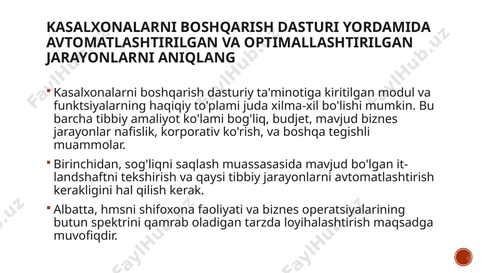 idagi crm tizimiga o'xshaydi. bu tibbiyot xodimlariga bemorlarning tajribasi va sayohatini oshirish uchun bemorlar bilan o'zaro aloqalarni boshqarish imkonini beradi. kabi profilga asoslangan sog'liqni saqlash modullarielektron tibbiy yozuvlar (ehr) yoki elektron tibbiy yozuvlar (emr), bemorlarning shaxsiy ma'lumotlarini o'z ichiga oladi. bu, shuningdek, sog'liqni saqlash xodimlarining profillarini o'z ichiga olgan tibbiy kadrlar tizimlaribo'lishi mumkin. chipta asoslangan sog'liqni saqlash faoliyati-boshqaruv modullar. ushbu toifaga tibbiy tayinlashni rejalashtirish dasturi va kasalxonalarning aniq ish oqimlari bilan bog'liq boshqa tizimlar kiradi: kundalik vazifalarni rejalashtirish va bajarish, masalan, kasalxonaga qabul qilish va tushirish kabi. billing va da'vo boshqarish modullar. ushbu echimlar xavfsiz bank tizimlari va aqsh sug'urta provayderlari tomonidan boshqariladigan da'volarni boshqarish tizimlari kabi uchinchi tomon tizimlari bilan o'zaro aloqada bo'lishga imkon beradigan shlyuzlar sifatida ishlaydi. kasalxonangizni boshqarish tizimi nima uchun zamonaviy texnologiyaga muhtojligini bilib oling sabab # 1: texnologik imkoniyatlar har yili tezlashadi. kasalxonalar uchun kompyuterlashtirilgan boshqaruv tizimlari yangi tushuncha emas. aqshda joylashgan sog'liqni saqlash tashkilotlari …