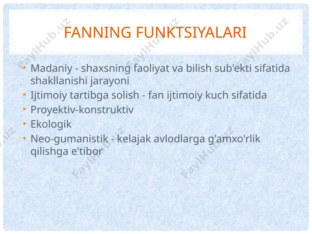 andislik fanlari matematika amaliy ahamiyatga egalik mezoniga ko'ra asosiy qo'llaniladi fan tarixini davrlashtirish fanlarning tasnifi davrlash - bu ularning tarixiy davrlar shaklida vaqt o'qi bo'ylab joylashishi . tarix bosqichi o'ziga xos tuzilish va xususiyatlarga ega bo'lgan yaxlitlikdir tarixning bosqichlari orasidagi chegaralar moslashuvchan va o'zgaruvchan fan tarixini davrlashtirish vazifasi turli bosqichlardagi tarixiy jarayonni tushunish; ushbu bosqichlarning o'ziga xos xususiyatlarini, o'xshashlik va farqlarini, chegaralarini va aloqalarini o'rnatish fazalar orasidagi chegaralarni to'g'ri chizish ularning asosiy, "tugun"larini aniqlash uchun barcha bosqichlarni o'rganishga intiling. fanni davrlashtirish tahlil va sintez munosabatlari nuqtai nazaridan analitik xususiyatlari: fanlarning uzluksiz tabaqalanishi; empirik bilimlarning ustunligi; o'rganilayotgan ob'ektlarga diqqatni qaratish, ularning o'zgarishiga emas; tabiatni o'zgarmas, rivojlanishsiz, hodisalarining o'zaro bog'liqligisiz ko'rib chiqish. klassik va klassik bo'lmagan fanlarni o'z ichiga oladi. 2. sintetik, birlashtiruvchi xususiyatlari: fanlararo muammolarning paydo bo'lishi "qo'shma" ilmiy fanlarning paydo bo'lishi - fizik kimyo, biofizika, biokimyo, psixofizika, geokimyo va boshqalar. tabiat haqidagi yaxlit fanni va butun voqelik haqidagi yagona fanni …