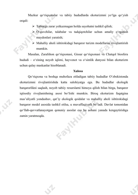 qo`riqxonalarning ekoturizmni rivojlantirishdagi ahamiyati - Page 5