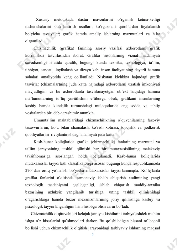 uq) larga erishilgan. o‘sha davrda ko‘p olimlarimiz turli fanlar sohasida chuqur ilmiy izlanishlar olib borishgan. ularning sara asarlari qator yevropa tillariga tarjima qilingan. bu bilan butun dunyo fanining rivojlanishiga o‘zlarining ulkan hissalarini qo‘shishgan. ular o‘z asarlarida barcha kashfiyotlarning qonun-qoidalarini chizmalar yordamida isbotlashganlar. shu boisdan ko‘plab turli chizmalar chizish usullarini yaratishgan. shuningdek, me’morchilikning turli ko‘rinishdagi qurilishlari ham rivojlana boshlaydi. me’mor-muhandislik sharafli kasb egalari hisoblangan. ularga podshohlar tomonidan istehkomlar, saroylar qurishni ishonib topshirilgan. ma’lumki, hech bir narsa uning chizmasisiz barpo etilmaydi. demak, o‘sha davrlardayoq markaziy osiyoda me’morchilikning rivojlanishida chizmalarning o‘ziga xos ahamiyati juda katta bo‘lgan, ya’ni me’morchilik bilan bir qatorda chizmachilik ham bab-barobar rivojlangan deb hisoblash joiz bo‘ladi. buyuk olim abu abdulloh muhammad ibn muso al xorazmiy (783-850) yunon olimi ptolomey tomonidan bayon qilingan ba’zi masalalarni aniq emasligini chizmalart yordamida isbotlab bergan. u o‘z asarlarida turli mamlakatlar, dengiz va tog‘lar katta daryo hamda ko‘llarning xaritalarini tuzgan. ulkan olim abu rayhon beruniy (973-1048) …