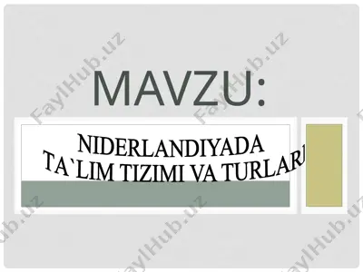 nidеrlаndiyada tа`lim tizimi va turlari — PPTX
