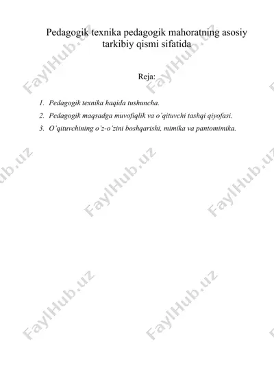 pedagogik texnika pedagogik mahoratning asosiy tarkibiy qismi sifatida — DOC