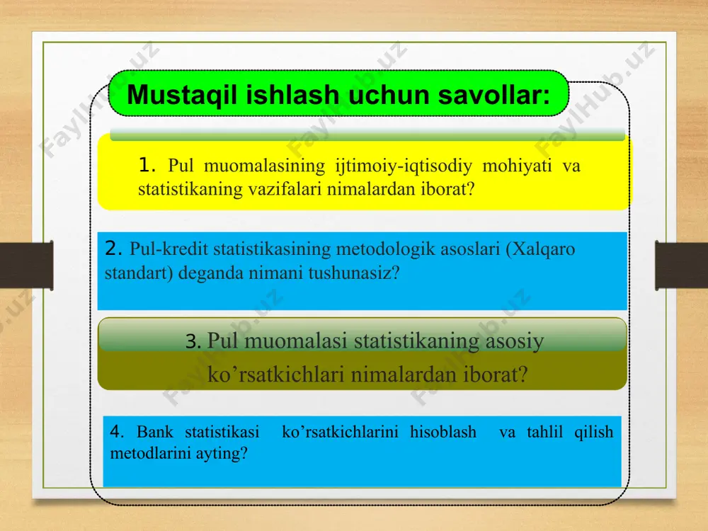 vrda o‘tgan davrga nisbatan kreditdan foydalanish o‘rtacha vaqti ikkala tarmoq bo‘yicha birgalikda 3,7 kunga qisqargan. bu to‘liq birinchi omil hisobidan amalga oshgan. agarda ikkinchi omil salbiy ta’sir qilmaganda edi, pasayish sur’ati yanada yuqoriroq bo‘lar edi (4,9 kun). yuqorida keltirilgan va tahlil qilib chiqilgan indekslar kredit oborotini soni bo‘yicha ham hisoblanadi. u indekslarni hisoblash texnologiyasiga batafsil to‘xtalmasdan formulalarni keltirish bilan chegaralanamiz (sababi tushunarli). 1. o‘zgaruvchan tarkibli indeks quyidagi formula bilan hisoblanadi: 2. o‘zgarmas tarkibli indeks: 3. tarkibiy siljishlar indeksi: kredit statistikasida faqatgina qisqa muddatli emas, balki uzoq muddatli kreditlarni samaradorligini o‘rganish ham muhim ahamiyatga ega. uzoq muddatli kreditlar, odatda, ma’lum bir tadbirlarni amalga oshirish uchun beriladi. masalan, asbob-uskunalarni qayta jihozlash, biror-bir yangi mahsulot ishlab chiqarish yoki yangi texnologiya asosida maxsulot ishlab chiqarish va h.k. kreditning bu turi bo‘yicha samaradorlikni o‘rganishda olingan natija ajratilgan kredit hajmi bilan taqqoslanadi: e=q:k bu erdan q=e∙ k (bu erda; q- yillik ishlab chiqarish hajmi; e - …