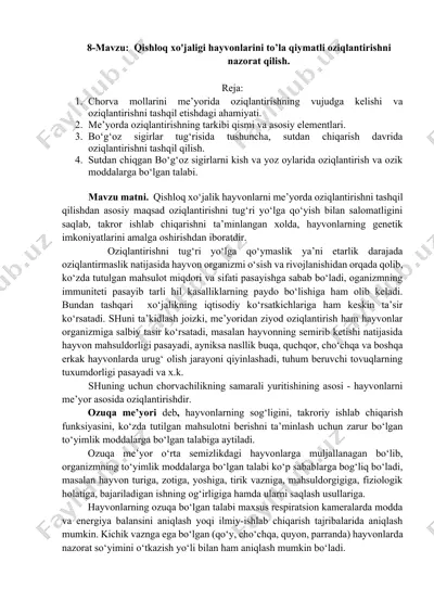 qishloq xo'jaligi hayvonlarini oziqlantirish — DOCX