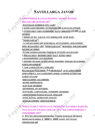 gipoterioz kasalligi — DOCX