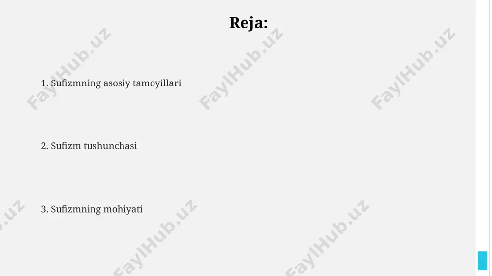 englik va tinchlik falsafasi, 21-asrda terrorizm va ekstremizm kabi global muammolarga qarshi kurashda, masalan, 100 dan ortiq mamlakatda faoliyat yurituvchi tashkilotlar orqali, muhim rol o'ynaydi. sufizmning insonparvarlik tamoyillari, 300 yildan ortiq davom etayotgan tarixiy an'analarga asoslanib, jahon miqyosidagi ijtimoiy masalalar, masalan, qashshoqlik va tengsizlikka qarshi kurashda samarali vosita bo'la oladi. zamonaviy dunyoda, ayniqsa, g'arbiy yevropa va shimoliy amerikada 5 milliondan ortiq so'fiy borligi hisobga olinsa, ularning madaniy va ma'naviy boyliklarini saqlash va targ'ib qilish muhimdir. sufizmning kelib chiqishi 10-12 asrlarda, xorazm, movarounnahr va boshqa mintaqalarda sufiylikning turli tariqatlari paydo boʻlib, islomiy taʼlimotlarning ichki maʼnosini izlashga qaratilgan 300 dan ortiq risolalar yaratildi. sufizmning kelib chiqishi 7-asrda, islomning paydo boʻlishidan keyin, taxminan 650-yillarda arabistonning madina shahrida paydo boʻlgan, dastlabki sufiylar qurʼonga asoslangan sodda hayot tarzini afzal koʻrishgan. sufizmning dastlabki shakllanishiga 7-8 asrlarda bagʻdod va basra kabi yirik shaharlardagi diniy olimlar va mutafakkirlarning taʼsiri kuchli boʻlgan, ular tasavvuf falsafasini rivojlantirishda muhim rol oʻynagan. …