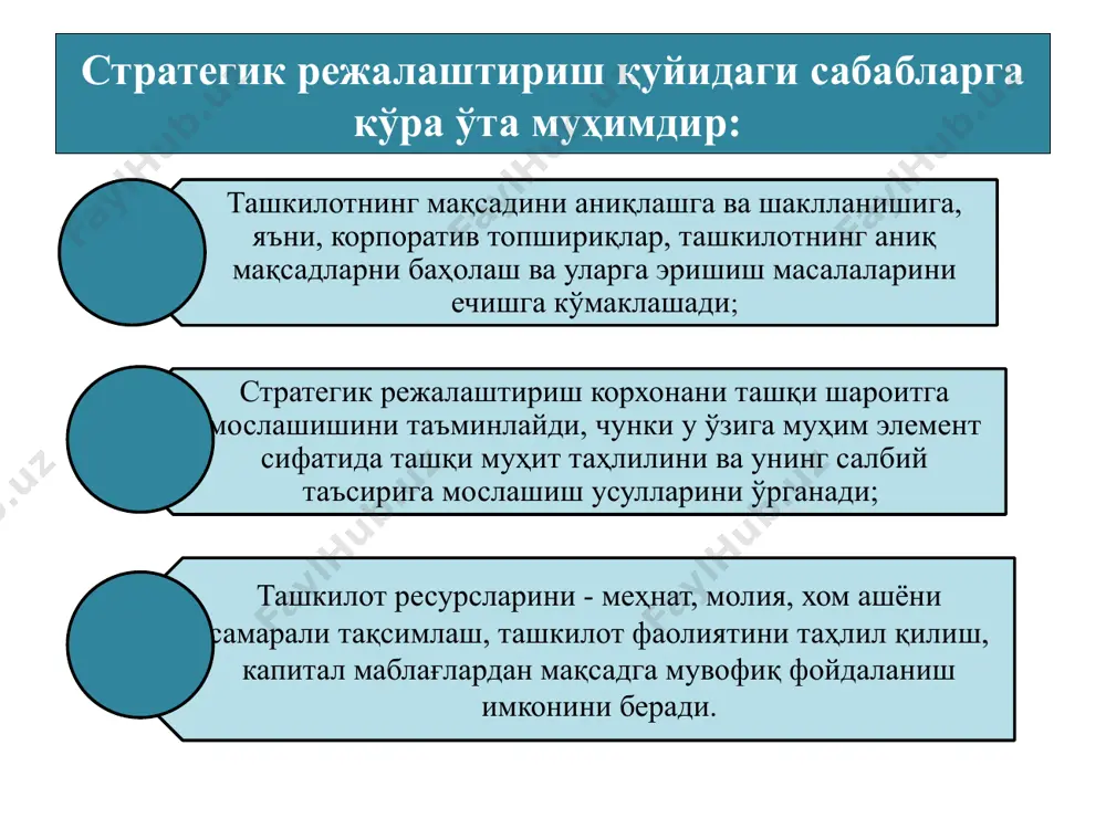 лажакни “мақсадли” кўришни шакллантириш ва асосий муаммоларга жавоб бериш ҳамда тегишли мақсадларга эришиш учун узоқ муддатли ҳаракатлар дастурини ишлаб чиқишга киришишдир. форсайт “форсайт” таҳлилини олиб боришнинг энг асосий жиҳати бу эксперт-мута-хассисларнинг ёрдамидан фойдаланиш. шу сабабдан бугунги кунда ҳатто россия федерациясида ҳам бундай тадқиқотлар олиб бориш учун етарли мутахассислар тақчиллиги кузатилмоқда. форсайт усуллари турли мамлакатларда форсайтнинг бир қанча усулларидан фойдаланилади. масалан, японияда 2030 йилгача технологик форсайт режаси ишлаб чиқилган бўлиб, у 1971 йилдан бошлаб ҳар 5 йилда тузиб чиқилади. японияда турли даражадаги тахминлар жуда кўп, аммо улар маълум иерархияни сақлайди: ҳукумат даражасида, вазирлик, компания ва фирмалар тарзида. “форсайт”нинг қандай муҳим жиҳатлари бор? 1 мумкин бўлган сиёсий қарорларнинг таъсирини бошқа ўзгаришлар билан қандай бирлаштириш мумкинлигини кўриб чиқиш; 2 хабардор қилиш, қўллаб-қувватлаш ва турли соҳаларда амалга ошириладиган сиёсатни ишлаб чиқиш; 3 келажакдаги йўналишларни, пайдо бўлаётган технологияларни, янги ижтимоий талаблар ва муаммоларни аниқлаш; 4 келажакдаги воқеаларни, фавқулодда ҳодисаларни, хавф-хатар ва имкониятларни баҳолаш каби омилларда …