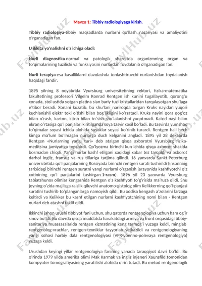 tibbiy radiologiya — DOCX