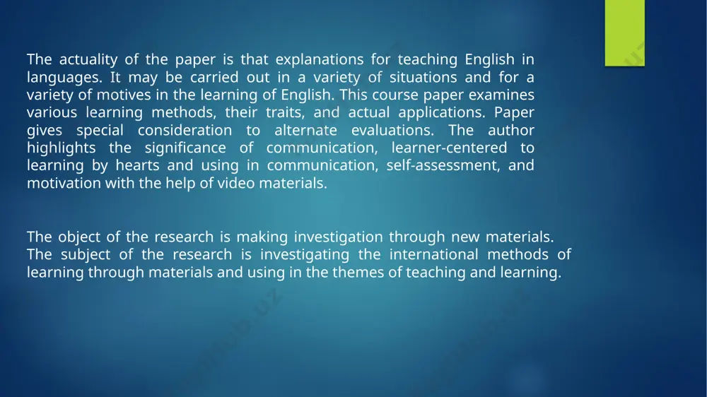 ng); — development of language competencies and oral communique competencies or innovative stage. pre-demo stage: goals of the degree: 1. motivate students, set them up for the undertaking through making energetic contributors withinside the mastering process; 2. remove the viable problems of belief of the textual content and put together for the a hit implementation of the task. the first degree of looking a video can encompass sporting activities to are expecting what the movie is about: through title, key words, or terms that result in questions. then a brand new vocabulary is introduced, that's vital for know-how the movie and right names a good way to seem withinside the movie. pupils get familiar with the obligations of the post-demonstration degree. demonstration stage: the aim of this stage is to facilitate the further advancement of students' linguistic, speech or sociocultural abilities, while taking into consideration their actual aptitude in foreign …