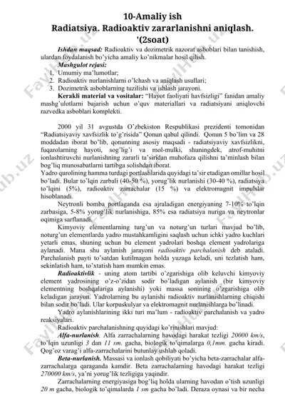 radiatsiyaviy xavfsizlik — DOCX