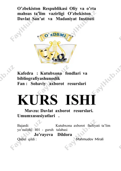 davlat axborot resurslari. umumxususiyatlari — DOCX