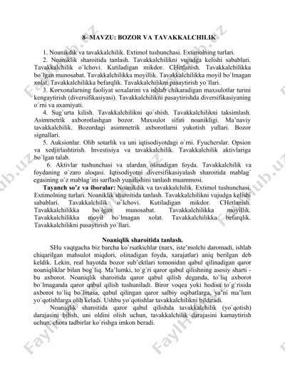 bozor va tavakkalchilik — DOCX