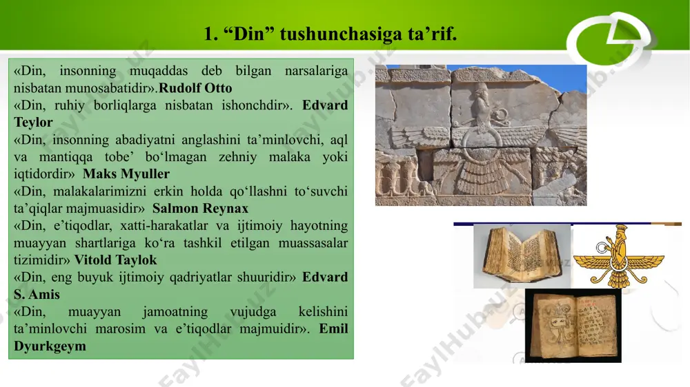 lanishlardan) nomli kitobi ham shular sirasiga kiradi. islom olamida qiyosiy dinshunoslik sohasida ham salmoqli ishlar qilingan. ulardan abu rayhon beruniyning “al–osorul boqiya» (boqiy asarlar), ibn nadimning (vaf. 990) “al-fihrist» (mundarija), muhammad ibn al-huzaylning (vaf. 840) “kitobul–majus va kitobus-sanaviya» (majusiylik va kо‘pxudolilik kitobi), abul-abbos ahmad ibn muhammad as-saraxsiyning (vaf. 899) “risola fi vasfi mazohibis-sobiiyn» (sobiiylarning mazhablari vasfi haqida risola), abu zayd al-balxiyning (vaf. 941) “kitobu sharo’iil adyon” (dinlar shariatlari kitobi) asrlarini sanab о‘tish mumkin. 2. dinshunoslik fanining yuzaga kelishi. zamonaviy “dinshunoslik” esa bir yarim asrga yaqin davrga borib taqaladi. g‘arbda, zamonaviy ma’nodagi dinlar tadqiqotlari maks myuller (1823–1900) tomonidan boshlab berilgan. olim 1856 yilda “qiyosiy mifologiya» va 1870 yilda nashrdan chiqqan “dinlarning asosi va shakllanishiga oid dars baholari” nomli asarlari bilan boshqa dinlarni tadqiq qilishga yо‘l ochgan va kattagina e’tibor qozongan. u angliyadagi mashhur oksford universitetida dinlar tarixidan ma’ruzalar о‘qigan. о‘zining “sharqning muqaddas kitoblari tarjima silsilasi» asarida u ilk bora “religious studies» …