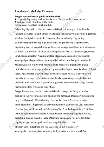eksprimental psixologiya 13- mavzu — DOCX