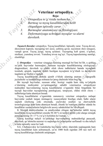 veterinar ortopediya — DOC